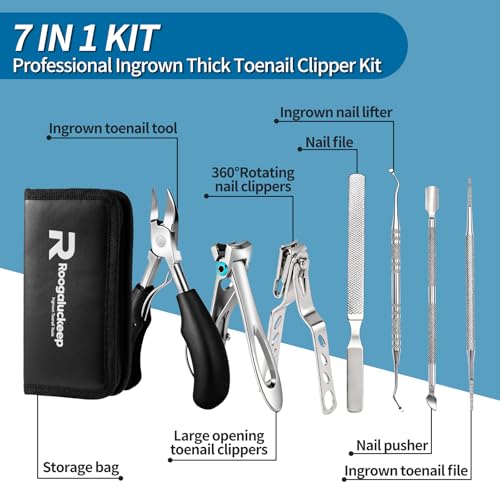 7-Piece Toenail Clipper Kit for Seniors - Professional Thick Nail Care
