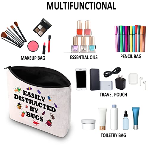Easily Distracted By Bugs White Cosmetic Bag - G2TUP Bug Lover Gift