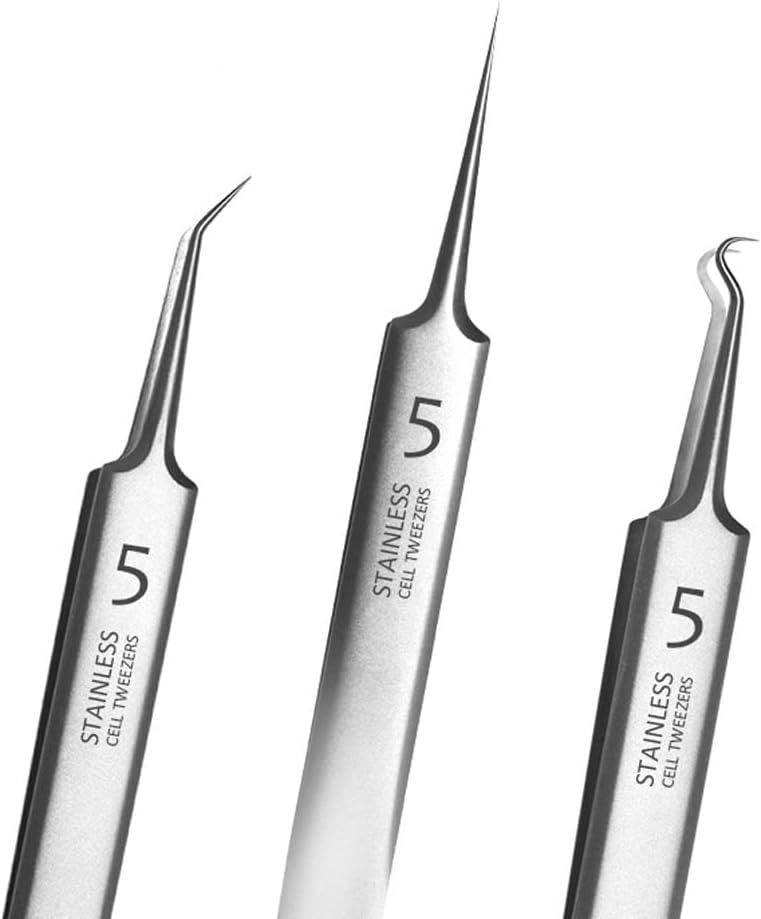 Precision Blackhead Remover Tweezers - 3-Piece Stainless Steel Pimple Popper Tool Kit | Matte Finish