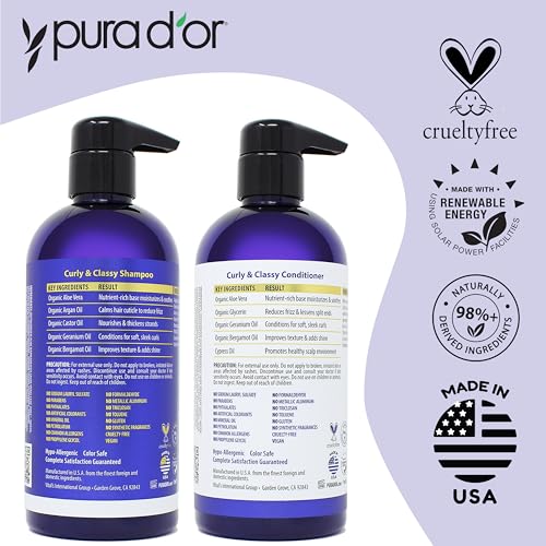 PURA D'OR Curly & Classy Hydrating Conditioner, 16oz - Frizz Control