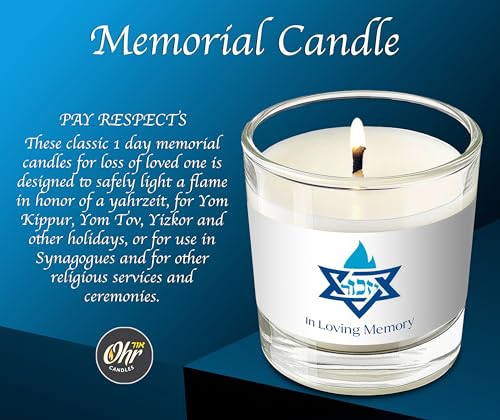 Ohr Candles Yahrzeit Memorial Candles - 26 Hour Burn Time, 4 Pack