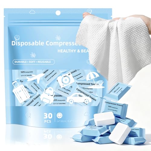 Large Compressed Towels - 30 PCS Soft Travel Washcloths