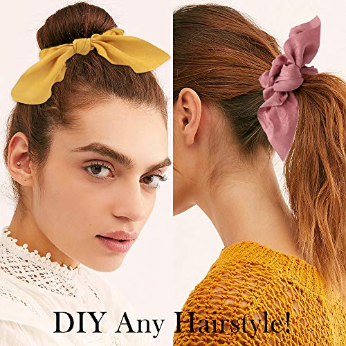 Jaciya Satin Silk Scrunchies - No-Damage Hair Ties with Removable Bow