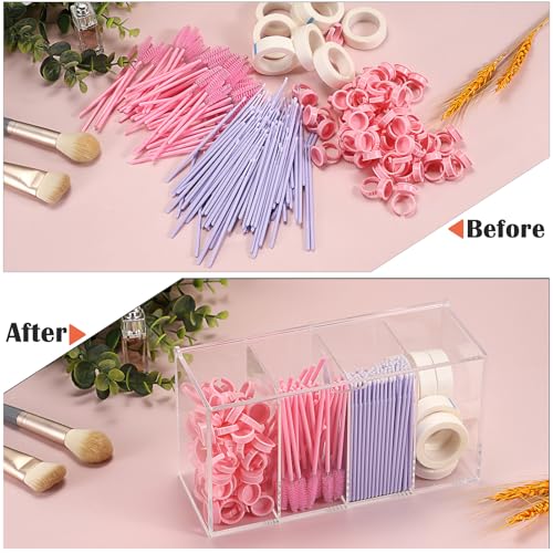 ELLDOO Acrylic Lash Extension Organizer Box with Lid - 4 Compartment Case