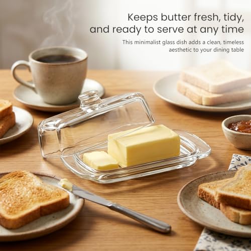 Classic Glass Butter Dish with Lid - Dust-Proof & Multi-Purpose