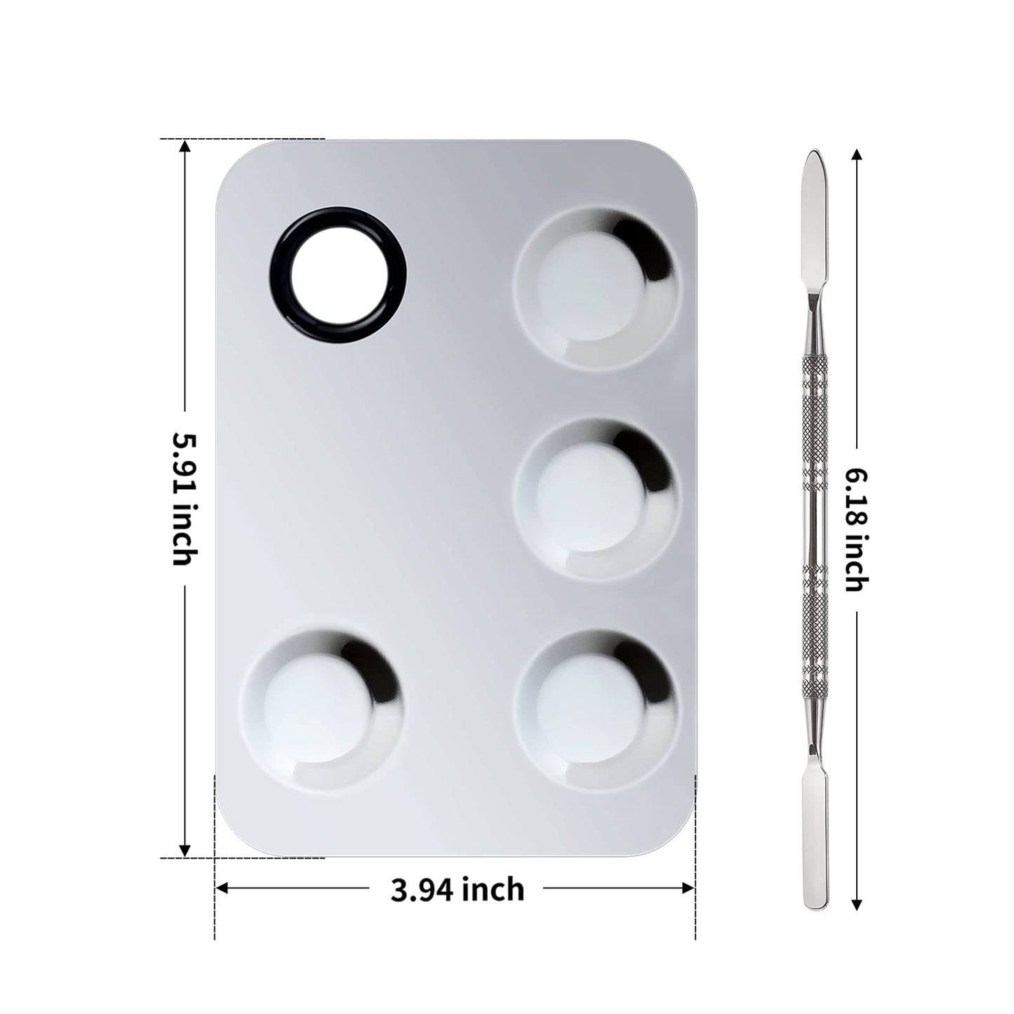 Penugo Upgrade Mixing Makeup Palette, Stainless Steel Palette With Spatula Tool for Mixing Cosmetic and Pigment, Nail-art
