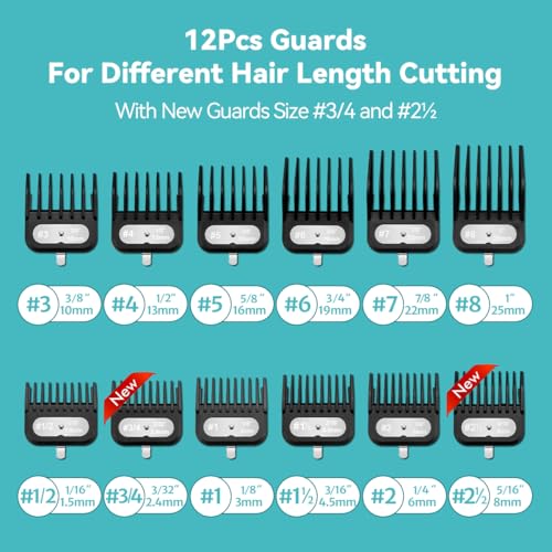 LAVEST 12PCS Clipper Guard Set Compatible with Wahl Clippers - 1/16" to 1"