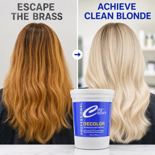 COLOR CAPTUR Hair Bleach Powder ? 7+ Level High-Lift Blonding Agent for Platinum & Cool-Toned Blonde | Dust-Free, Cruelty-Free | Professional Salon & At-Home Use | Made in USA | 16 oz