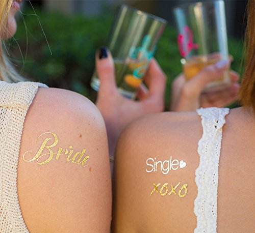 Bachelorette Party Waterproof Temporary Tattoos - Bride Tribe, Bridal Sayings, Glitter & Holographic Sheets