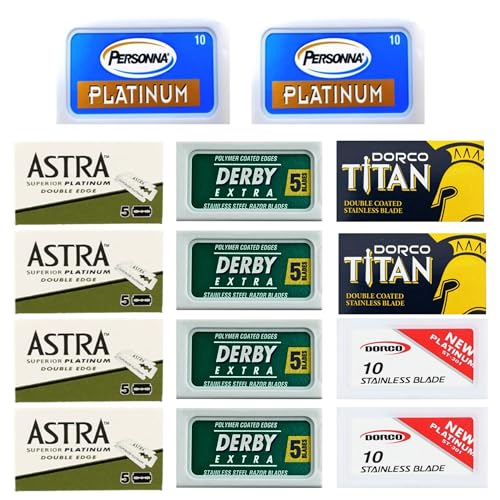 Double Edge Safety Razor Blade Sampler Pack - 100 Count Stainless Steel
