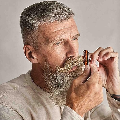 KENT Men's Tortoiseshell Mini Pocket Beard & Mustache Comb - Fine Tooth, Hand-Made in England