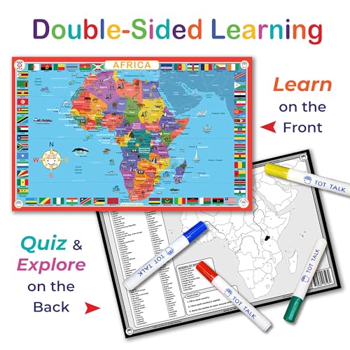 Double-Sided Africa Educational Placemat for Kids - Durable & Reusable