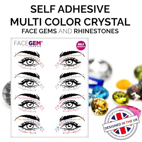 FACEGEM LONDON Self-Adhesive Face Jewels Rhinestone Gems for Festival Makeup