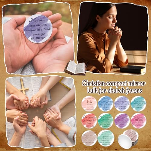 GlikCeil 40 Pcs Christian Compact Mirrors Bulk – 10 Styles, Inspirational Bible Verses for Women