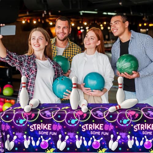 Bowling Birthday Tablecloths - 3 Pack Disposable Plastic Covers