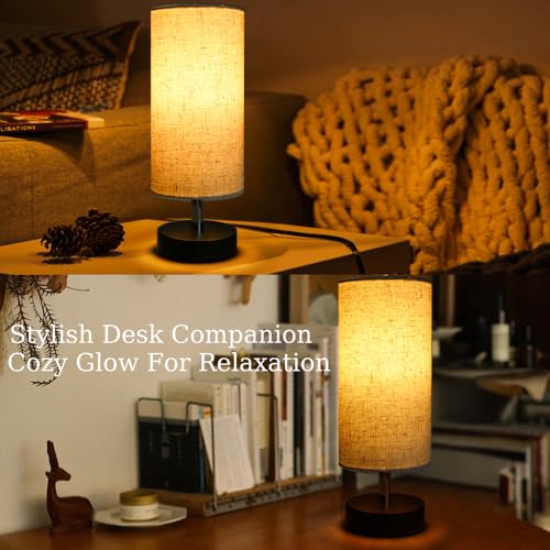 Minimalist Bedside Table Lamp with Linen Shade for Small Spaces