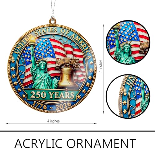 USA 250th Anniversary Christmas Ornament – Liberty Bell & Flag
