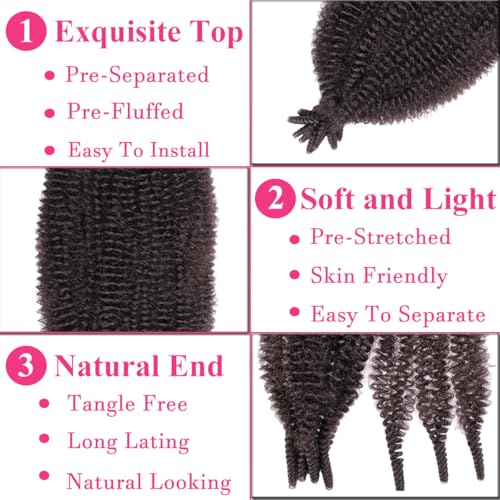 COOKOO 16-Inch Pre-Fluffed Springy Afro Twist Hair - 8 Pack Synthetic Braiding