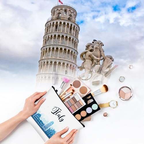 Elegant Italy Themed Cosmetic Pouch Set - 9 Zipper Bags for Travel & Gifts