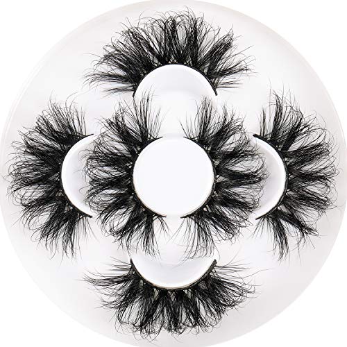 HICOCU 25mm Fluffy Mink False Eyelashes Style H361 - Dramatic Volume, Cruelty-Free Siberian Mink, Reusable Lash Extension