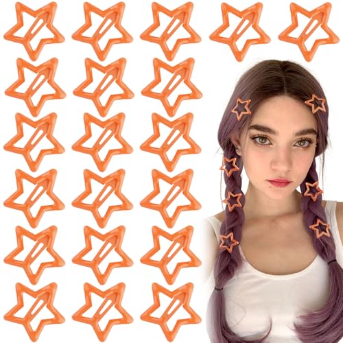 Joez Wonderful 20pcs Star Snap Hair Clips - Orange Metal Barrettes