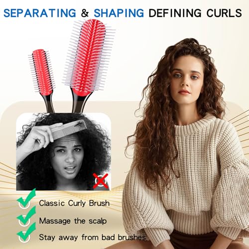 Enjoy Holiday 1981 Hair Brush Set - 9 Row & 5 Row for Curly Hair
