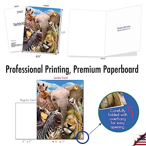 NobleWorks Jumbo Birthday Card - Funny Animal Group Selfie
