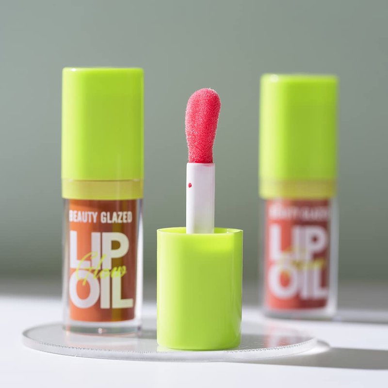 Moisturizing Lip Oil - Hydrating Vegan Plumping Lip Tint for Dry Lips | Shiny Glow Finish
