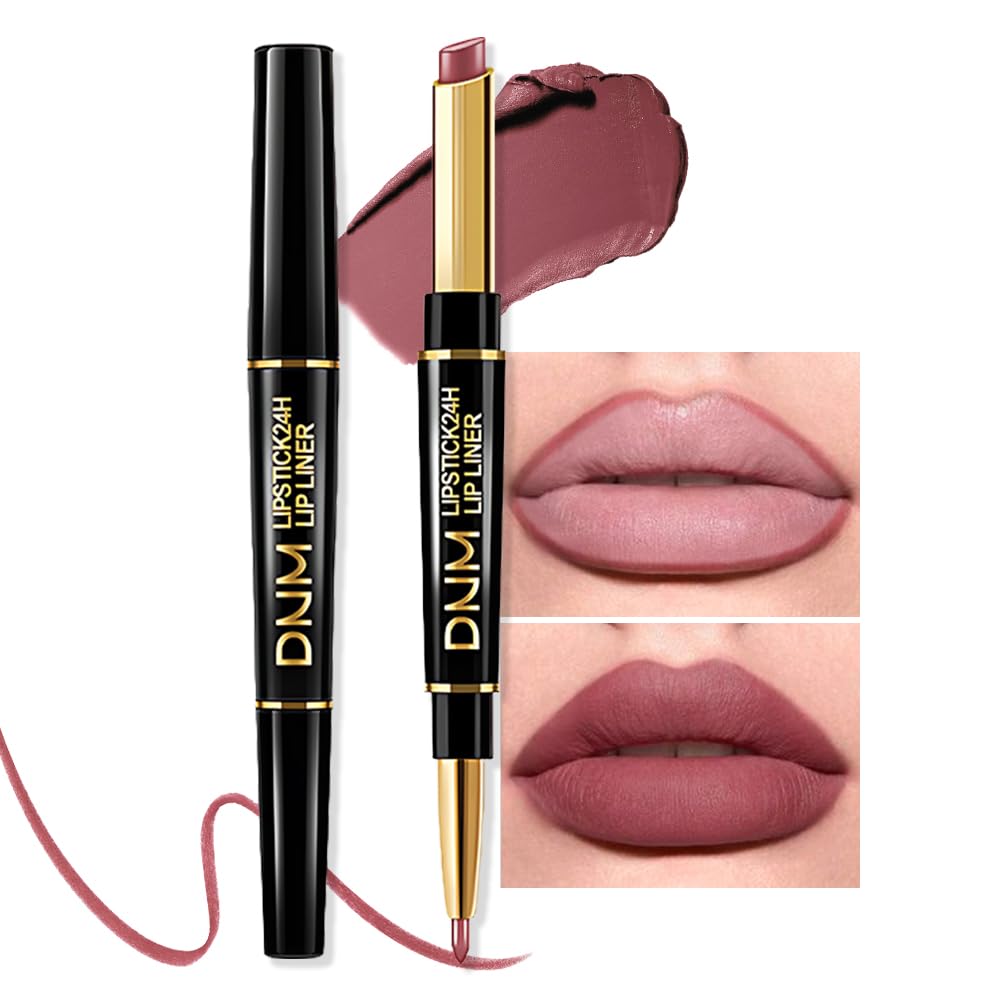 Chestnut Nude Brown Matte Lip Liner & Lipstick Set - Long Lasting, Waterproof, Smudge Proof | Antique Rose