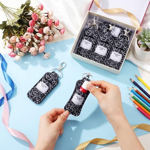 Abbylike Composition Book Lipstick Holder Keychain with Hook for Women & Teachers
