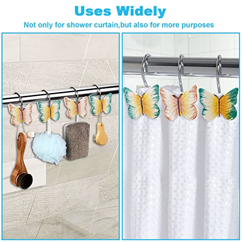 AGPTEK 12PCS Butterfly Shower Curtain Hooks - Anti-Rust Decorative Rings