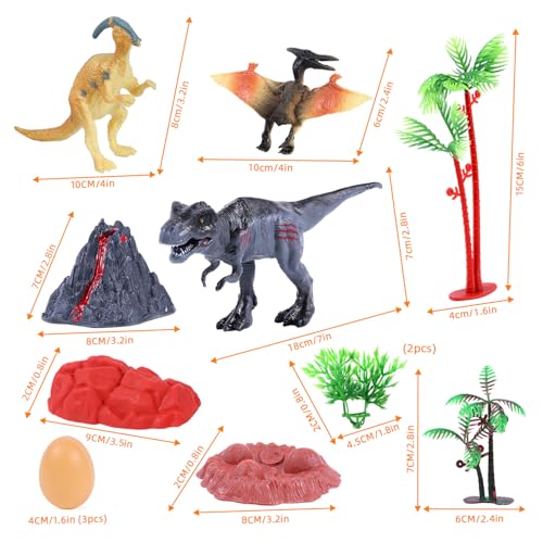 15PCS Dinosaur Cake Toppers Set | T-Rex, Volcano & Dino Figures for Birthday Parties