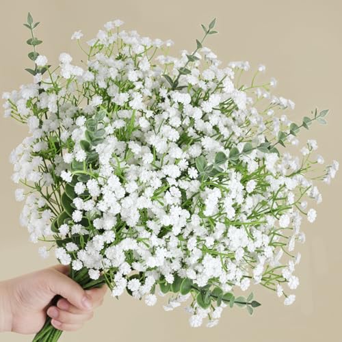 DomeStar 20PCS Artificial Baby's Breath & Eucalyptus Stems - Floral Arrangement for Home Decor & Wedding Centerpieces