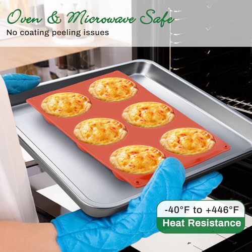 Ocmoiy Non-Stick Silicone Egg Mold Set - 4 Round Baking Molds (3 Inch)
