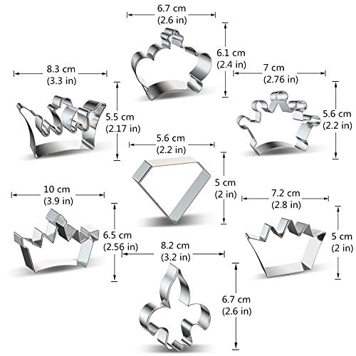 7-Piece Stainless Steel Crown Cookie Cutter Set for Baking