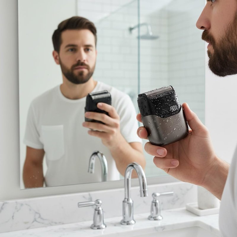 Full Metal Men's Electric Foil Shaver – 3 Floating Blades, Waterproof Wet & Dry Mini Razor, USB-C Rechargeable with LED Display