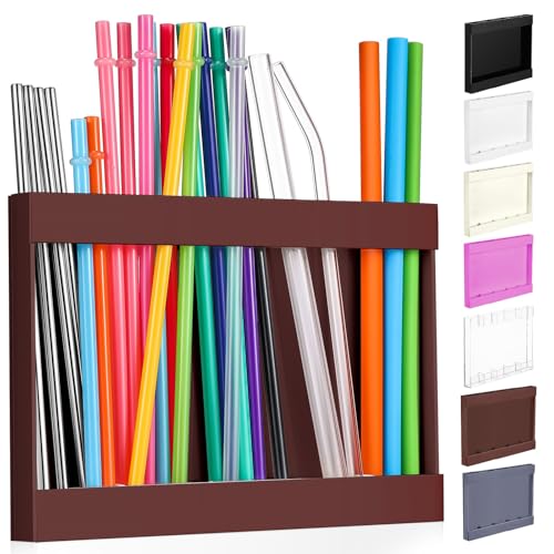 Large Acrylic Straw Holder for Cabinet Door - 9.5" Storage Organizer