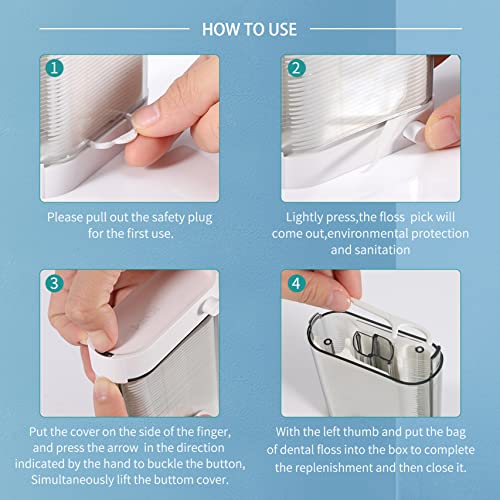 LIAMOSS 308 Count Dental Floss Picks Dispenser - Automatic Pop Up Organizer Case for Adults