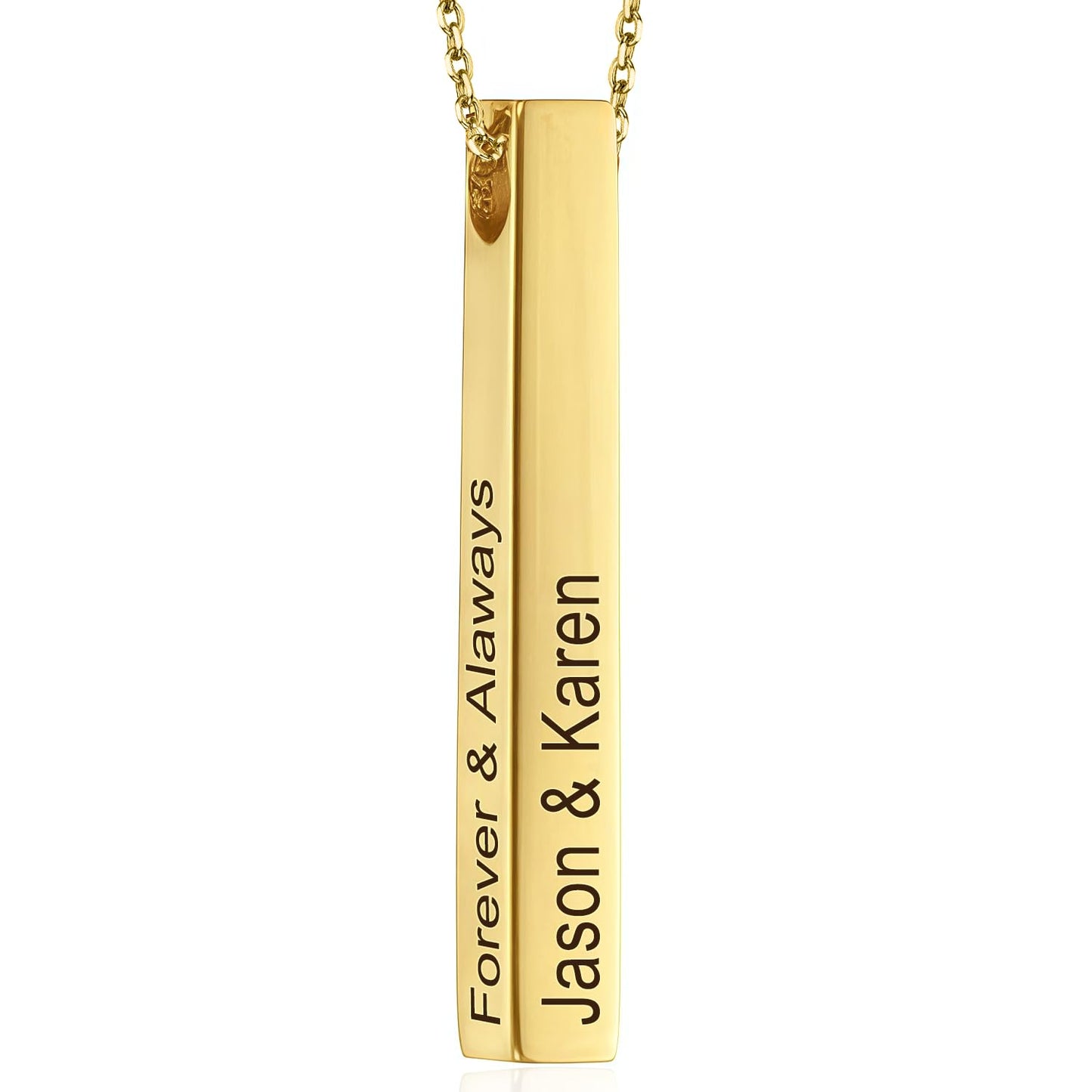 Ship Next Day, Personalized 3D Bar Name Necklace for Women, Custom Engraved Nameplate Necklaces for Men, Valentine Anniversary Dainty Jewelry Gifts for Girlfriend Boyfriend BFF(Gold Necklace)