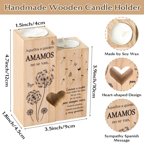 Zainpe Wooden Heart Sympathy Candle Holders – Spanish Remembrance Gift