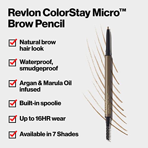 Revlon ColorStay Micro Eyebrow Pencil, Dark Brown, Waterproof, 2-Pack