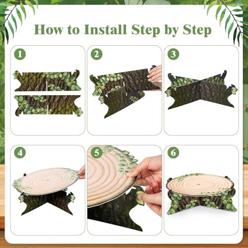 Woodland Themed Cupcake Stand Set - 2 Pcs Rustic Cake Holders