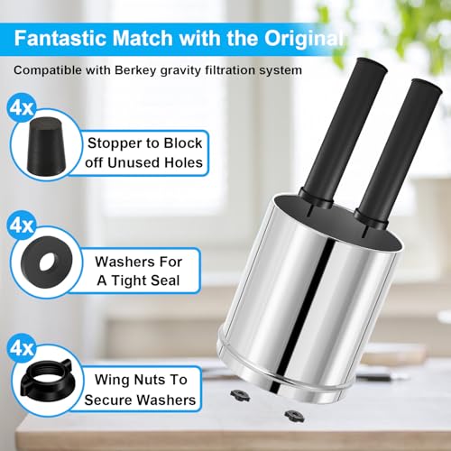 Berkey Water Filter Replacement Kit - 4 Wing Nuts, Washers & Plugs