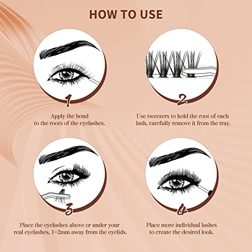 QUEWEL DIY Eyelash Extension Kit 240 Clusters, Applicator & Seal, 30D+40D MIX8-14 (Pack of 1)