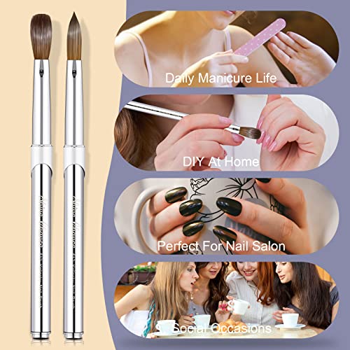 Shine Chance 12 Oval Acrylic Nail Brush with 100% Kolinsky Sable Hair – Silver Handle