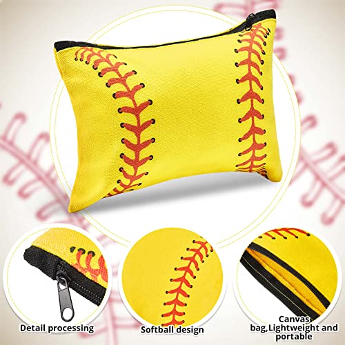 24-Pack Softball Makeup Bags for Girls - Canvas Cosmetic Pouch