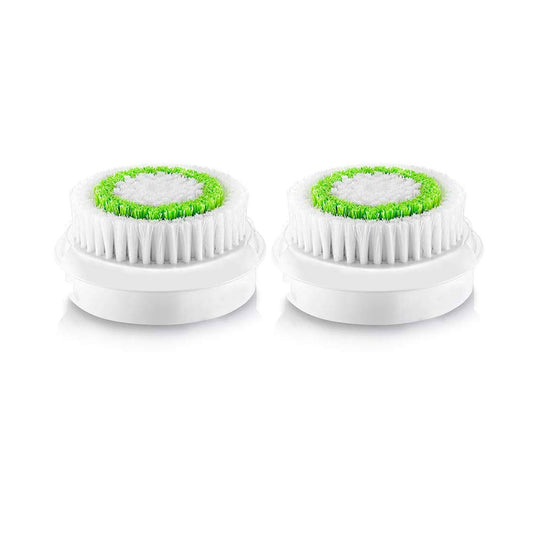 Replacement Facial Cleansing Brush Heads, Facial Cleansing Brush Head, Exfoliator Facial Brush Heads, for Acne Prone, Clogged and Enlarged Pores Skins (2 Pack/Green)