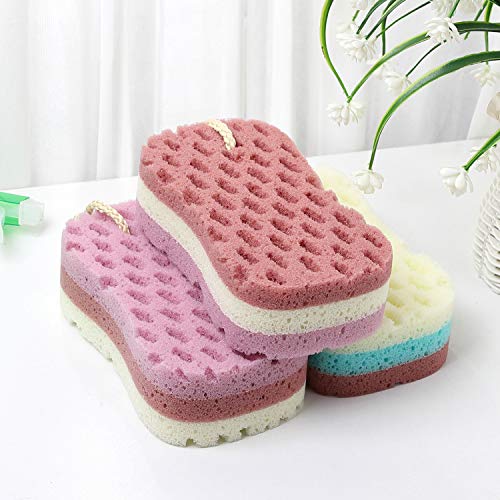 KECUCO Large Soft Exfoliating Bath Loofah Sponge for Women, 3-Pack, Teen/Adult