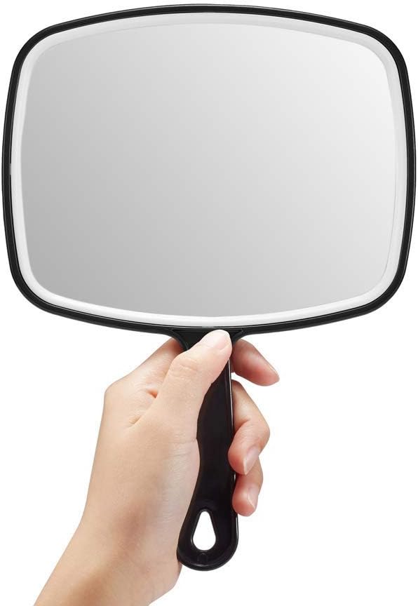 Handheld Mirror - OMIRO Black Makeup Mirror with Handle | 6.3" W x 9.6" L