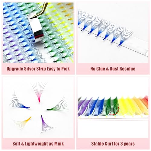 ABONNIE 10D 0.07-C Colored Lash Extensions - 400 pcs Premade Fans 16mm